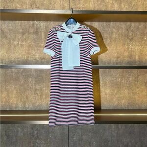 🚩steal authentic Gucci Striped Red and Blue Dress with White Accents